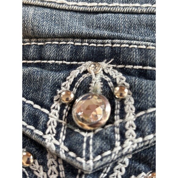 Earl Jeans Womens Embellished Beaded Jeans Sz 6 Denim Light Wash Straight Leg - Picture 11 of 15
